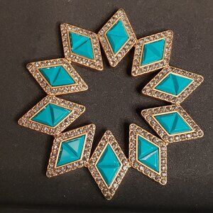 J. Crew Gold and Teal Geometric Diamond Bracelet